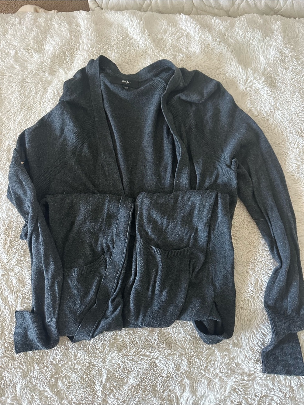 Lightweight Charcoal Open-Front Women’s Cardigan Sweater